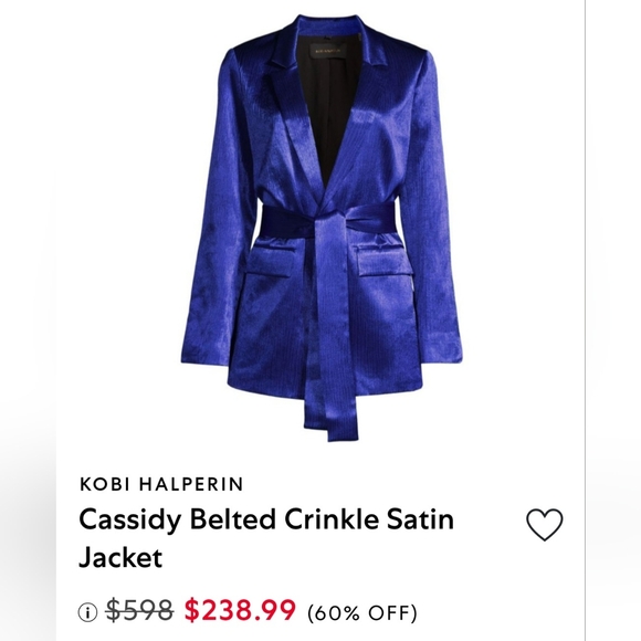 NWT $598 Kobi Halperin Cassidy Belted Crinkle Satin Jacket ✨️ Size XL - Picture 7 of 7